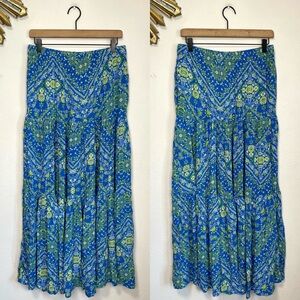 Scoop Printed Tiered Maxi Skirt